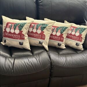Festive Gnome Christmas Holiday Throw Pillows, set of 4